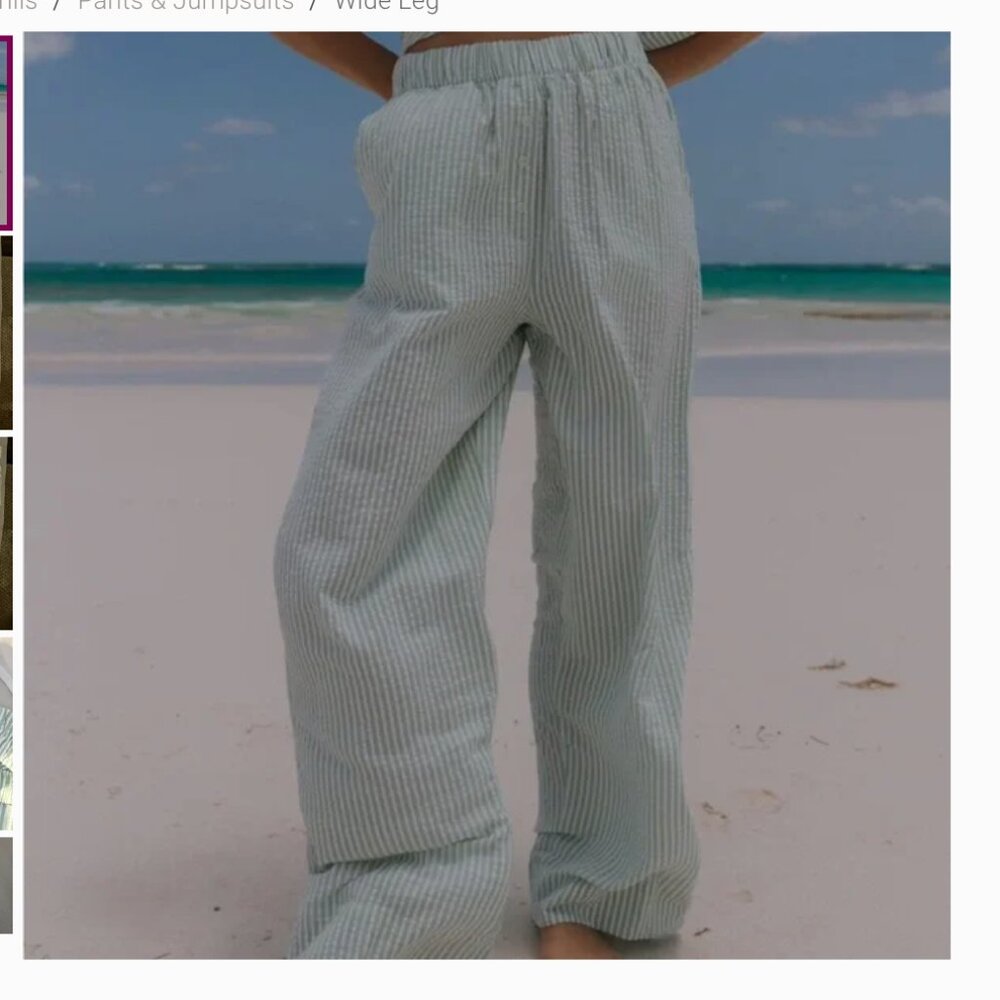 Daily Drills Green Stripe Seersucker Island Resort Pants NWT M/L
